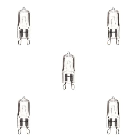 Bulbrite Halogen Dimmable 120V T4 Mini Bulbs, Clear Glass, G9 Bi-Pin Base, 20W, 2900K, 5PK 860825